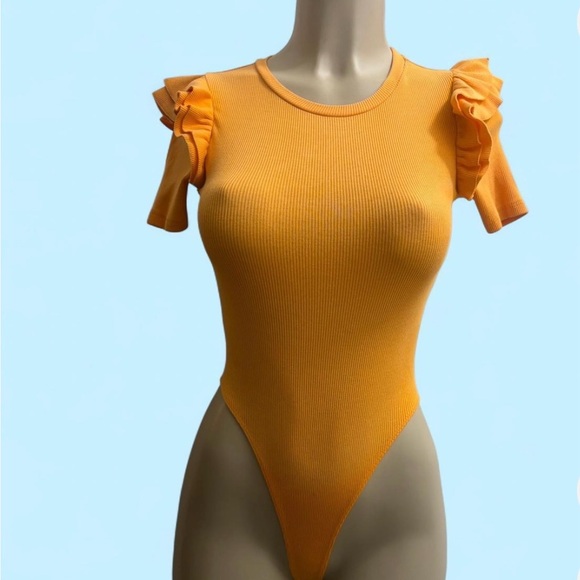 Zara Vibrant Orange Ruffle Bodysuit - Picture 1 of 2